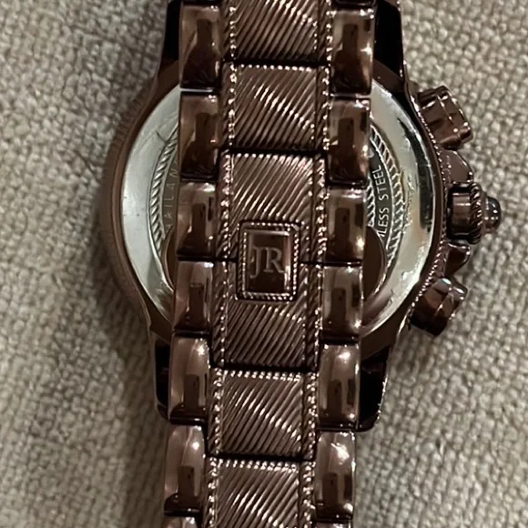 NWOT Judith Ripka Stainless Steel Chocolate Brown Chronograph Watch New Battery - Picture 9 of 10